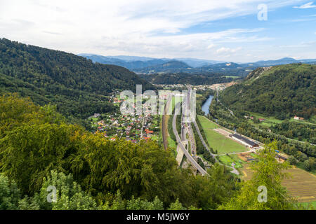 View of Upper Graz from old castle tower ruins named Gosting in Graz, Styria region of Austria. Stock Photo