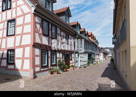 Small alley with half-timbered houses in the old town of Idstein, Hesse, Germany Stock Photo