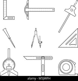 Set of measure tool. Distance, Angle. Vector line icons Stock Vector