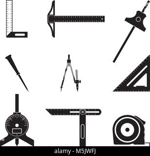 Measure tool vector icon set. Angle and Distance Stock Vector