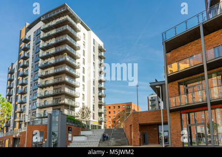 New development of luxury flats in Centenary Quay Woolston, Southampton during summer 2017, UK Stock Photo