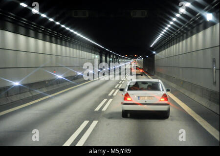 Drogden Tunnel of Oresund Bridge connecting Copenhagen, Danemark with Malmo, Sweden. August 6th 2015. Almost 16 km long (bridge with artificial island Stock Photo