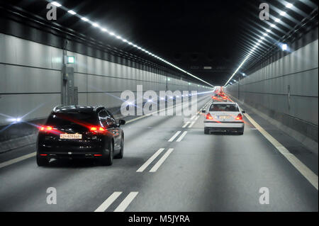 Drogden Tunnel of Oresund Bridge connecting Copenhagen, Danemark with Malmo, Sweden. August 6th 2015. Almost 16 km long (bridge with artificial island Stock Photo