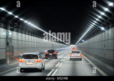 Drogden Tunnel of Oresund Bridge connecting Copenhagen, Danemark with Malmo, Sweden. August 6th 2015. Almost 16 km long (bridge with artificial island Stock Photo