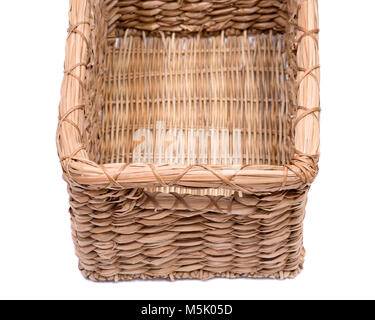 Vintage natural rectangular seagrass handmade basket isolated on white background Stock Photo