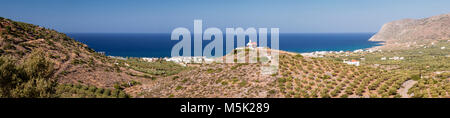Panoramic view over Milatos on the coast of Crete Stock Photo