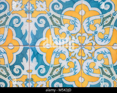 Real antique azulejo tiles background Stock Photo