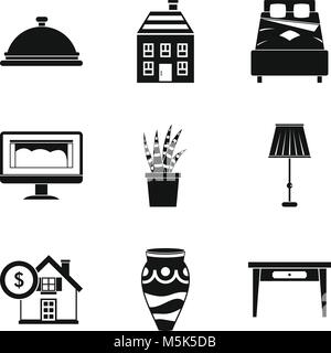 Room icons set, simple style Stock Vector