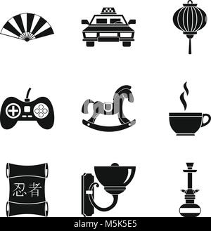 Place icons set, simple style Stock Vector