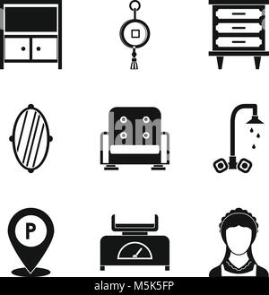 Inn icons set, simple style Stock Vector