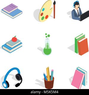 Office stationery icons set, isometric style Stock Vector