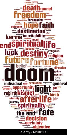 Doom word cloud concept. Vector illustration Stock Vector