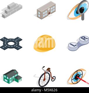 Urbanized icons set, isometric style Stock Vector