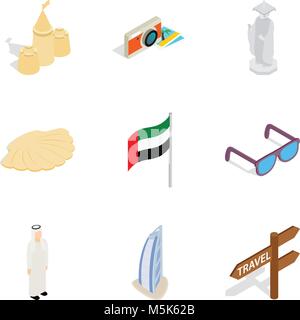 Country seat icons set, isometric style Stock Vector