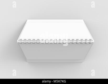 Desktop spiral binding calendar isolated on soft gray background. 3D illustrating Stock Photo