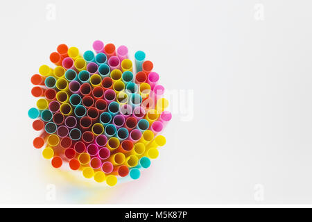 Plastic Drinking Straws, Ocean Polluting Stock Photo