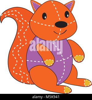 A cartoon patchwork squirrel Stock Vector