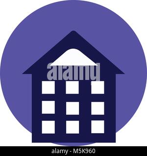 Apartment vector icon on purple background, house symbol. Modern, simple flat isolated illustration for web site or mobile app Stock Vector