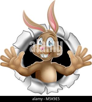 Easter Bunny Breaking Through Background Stock Vector