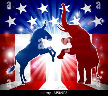 Donkey and Elephant Face Off  Stock Vector