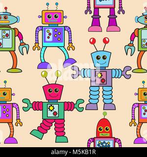 Robot seamless pattern Stock Vector