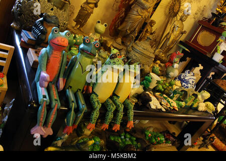 Translation: The room full of frog stuff at "Frog Temple" in Ogori, Fukuoka, Japan. Taken in February 2018. Stock Photo