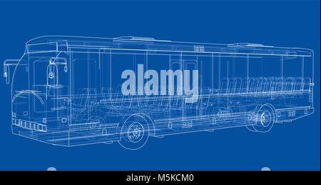 Concept city bus. Vector rendering of 3d Stock Vector