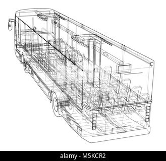 Concept city bus. Vector rendering of 3d Stock Vector