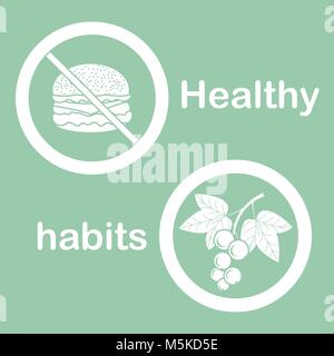 Useful and harmful food. Proper nutrition with excess weight and obesity. Cheeseburger and black currant. Stock Vector