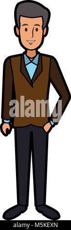 business successful man dressed in a suit standing with breifcase Stock Vector