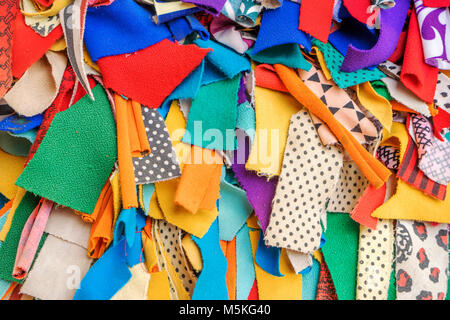 Colorful fabric background, a carpet made of rags in Tây Ninh, Việt nam Stock Photo