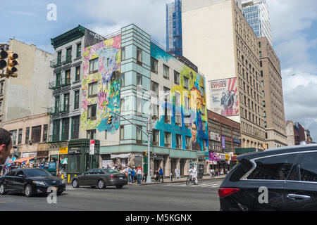 New York, NY, USA, 29 September 2015 - A mural on the corner building of Canal Street and Lafayette. ©Stacy Walsh Rosenstock Stock Photo