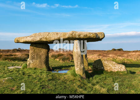 lanyon quoit a neolithic dolman near the village of madron in west cornwall, england, britain, uk.lanyon quoit cornwall, Stock Photo