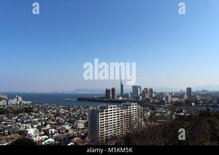 The view from Atago Jinja (located on the hill). Taken in Fukuoka, Japan, February 2018. Stock Photo