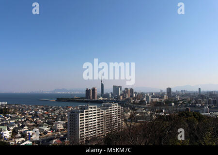 The view from Atago Jinja (located on the hill). Taken in Fukuoka, Japan, February 2018. Stock Photo