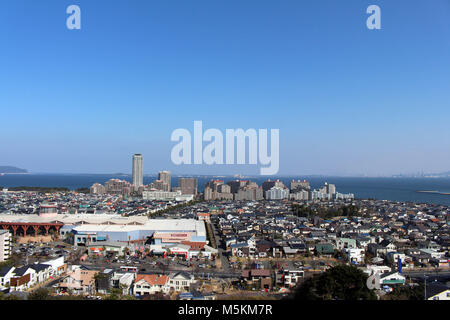 The view from Atago Jinja (located on the hill). Taken in Fukuoka, Japan, February 2018. Stock Photo