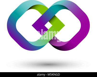 Two multicolored intertwined shapes, connection concept for logo design, eps10 vector Stock Vector