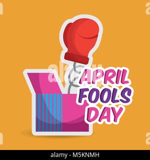 jack in the box boxing glove trick april fools day Stock Vector