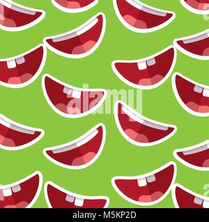 happy mouth teeths funny fools day decoration pattern Stock Vector