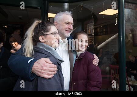 Labour leader Jeremy Corbyn poses for a picture during a visit to Stourbridge, where he met with police officers from West Midlands Police. Stock Photo