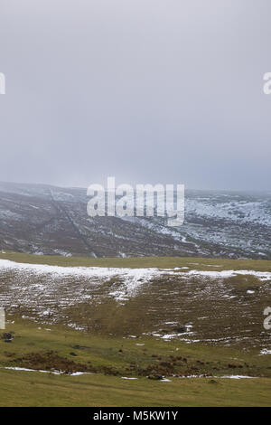 Fields in low cloud on the Settle Loop in the Yorkshire Dales Stock Photo