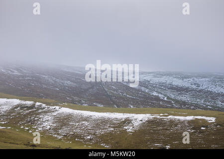 Fields in low cloud on the Settle Loop in the Yorkshire Dales Stock Photo