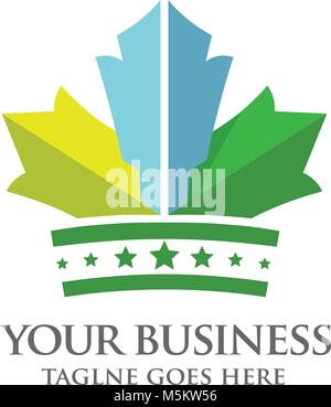 concept modern and color full crown of Maple Leaf logo vector Stock Vector