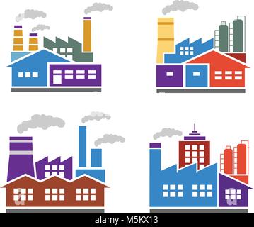 elegant modern and minimalist factory logo color vector set Stock Vector