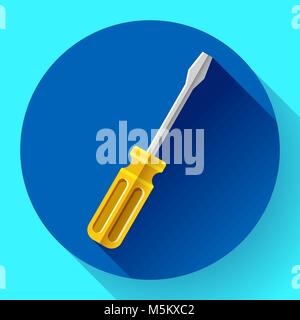 Yellow screwdriver icon - repair and service symbol. Flat design style Stock Vector