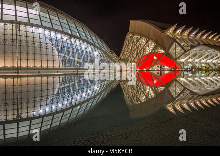 City of Arts and Sciences at night in Valencia Spain Stock Photo