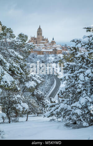 Panoramic view of Segovia during winter Stock Photo