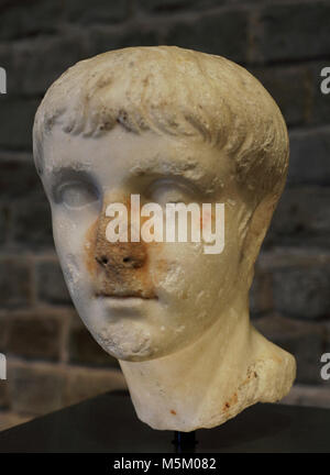 Caligula (Gaius Julius Caesar Augustus Germanicus) (12-41). Roman Emperor. Bust. Dated between 30-40 AD. Roman-Germanic Museum. Cologne. Germany. Stock Photo