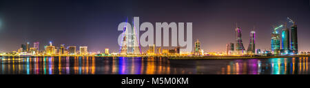 Skyline of Manama dominated by the World Trade Center Building. Bahrain Stock Photo