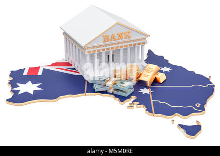 Banking system in Australia concept. 3D rendering isolated on white background Stock Photo